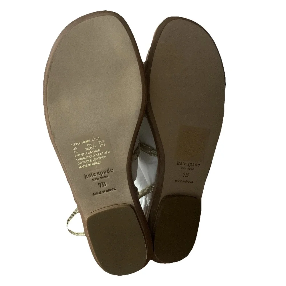 $178 KATE SPADE NEW YORK Women's 7B Gold Ankle Leather Gladiator Sandals Shoes